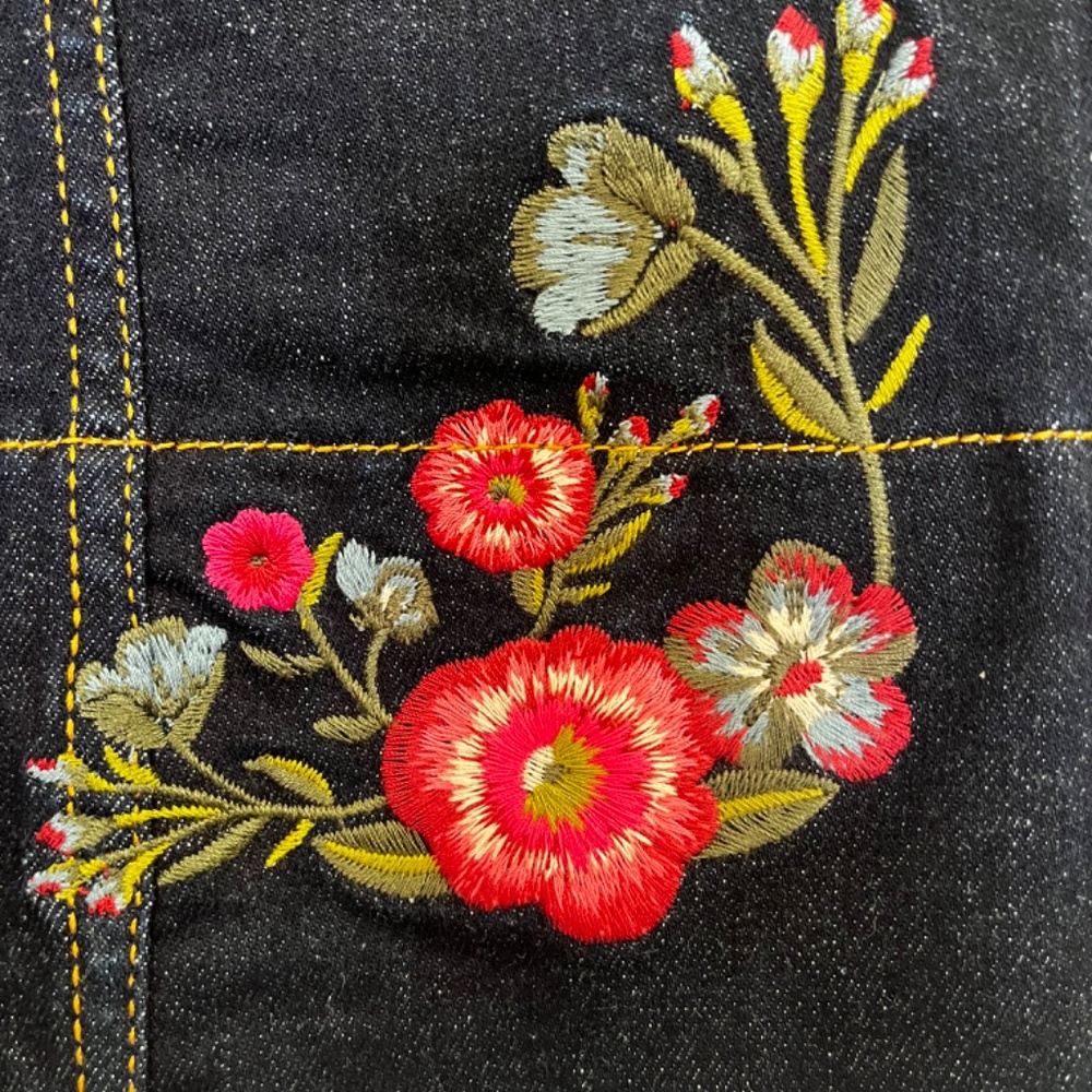 Kate Spade Broome Street Floral Embroidered Denim Button Up Skirt Size 8 - Picture 2 of 7
